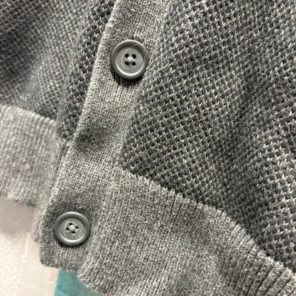 Banana Republic S Gray Cotton Wool Button Down Vest Minimalist Professional